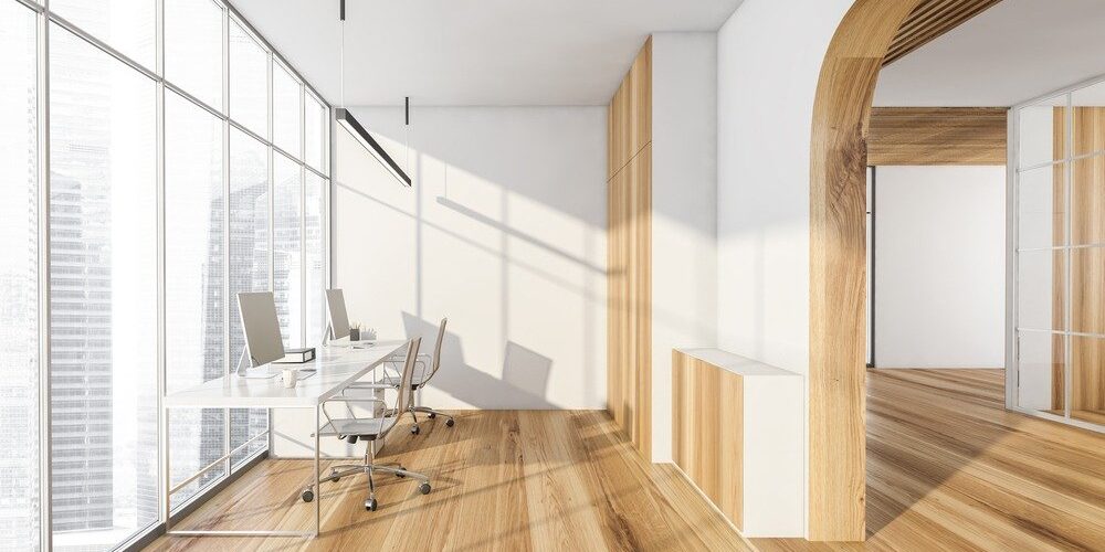 White,And,Wooden,Light,Business,Office,Room,With,Minimalist,Furniture,
